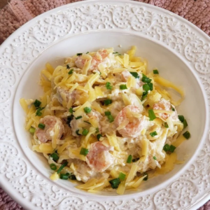 Fettuccine de Camarão ao molho Branco